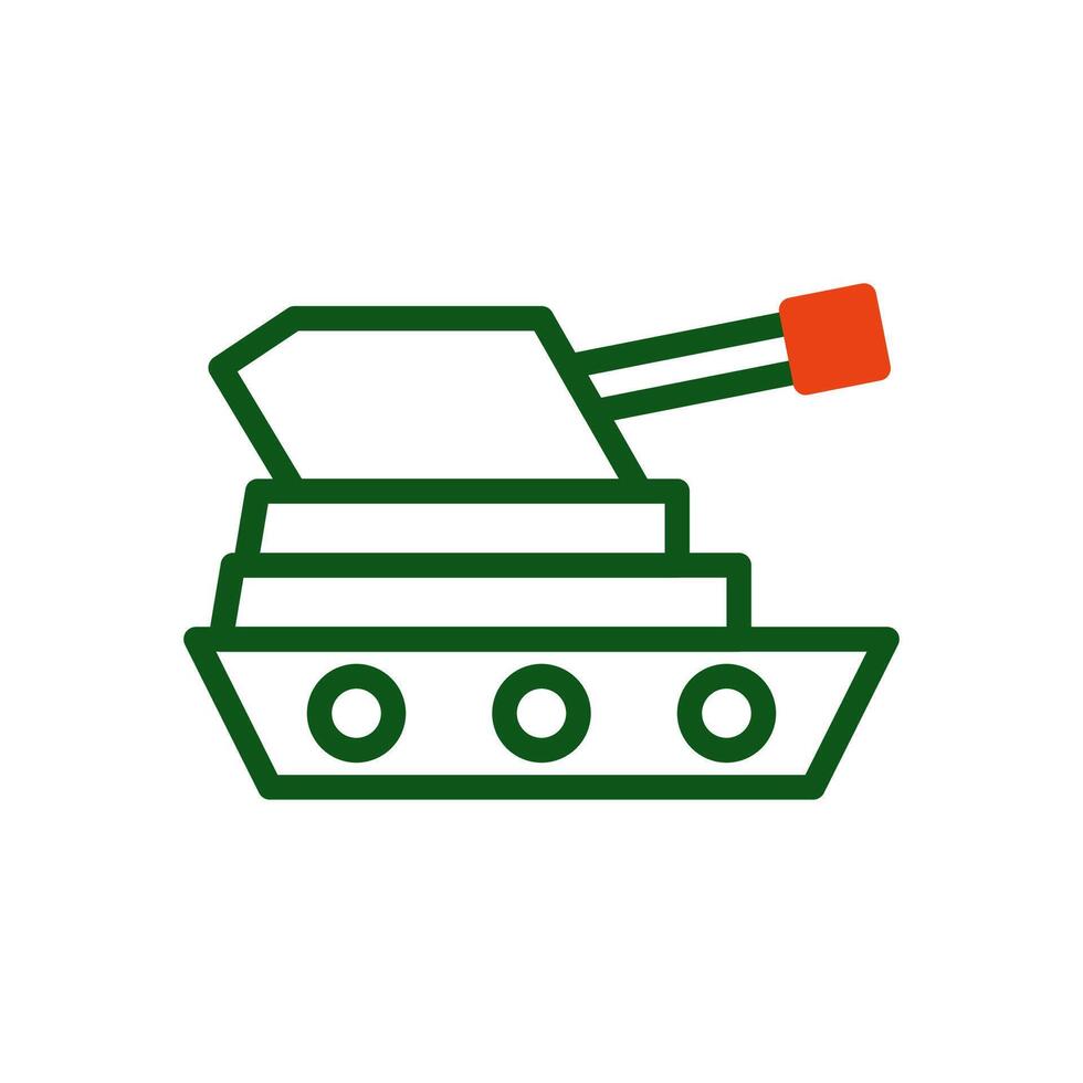 tanque icono duotono verde naranja color militar símbolo Perfecto. vector