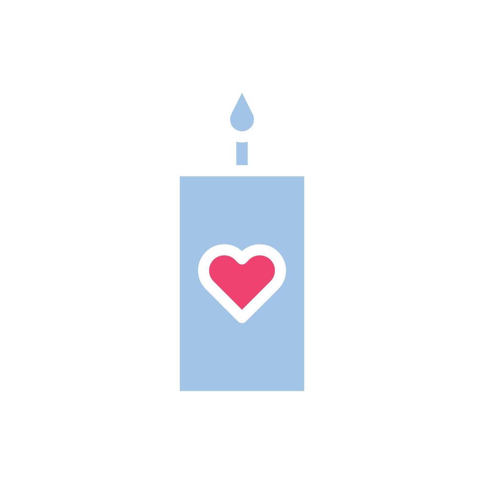 Candle love icon solid blue pink style valentine illustration symbol perfect. vector