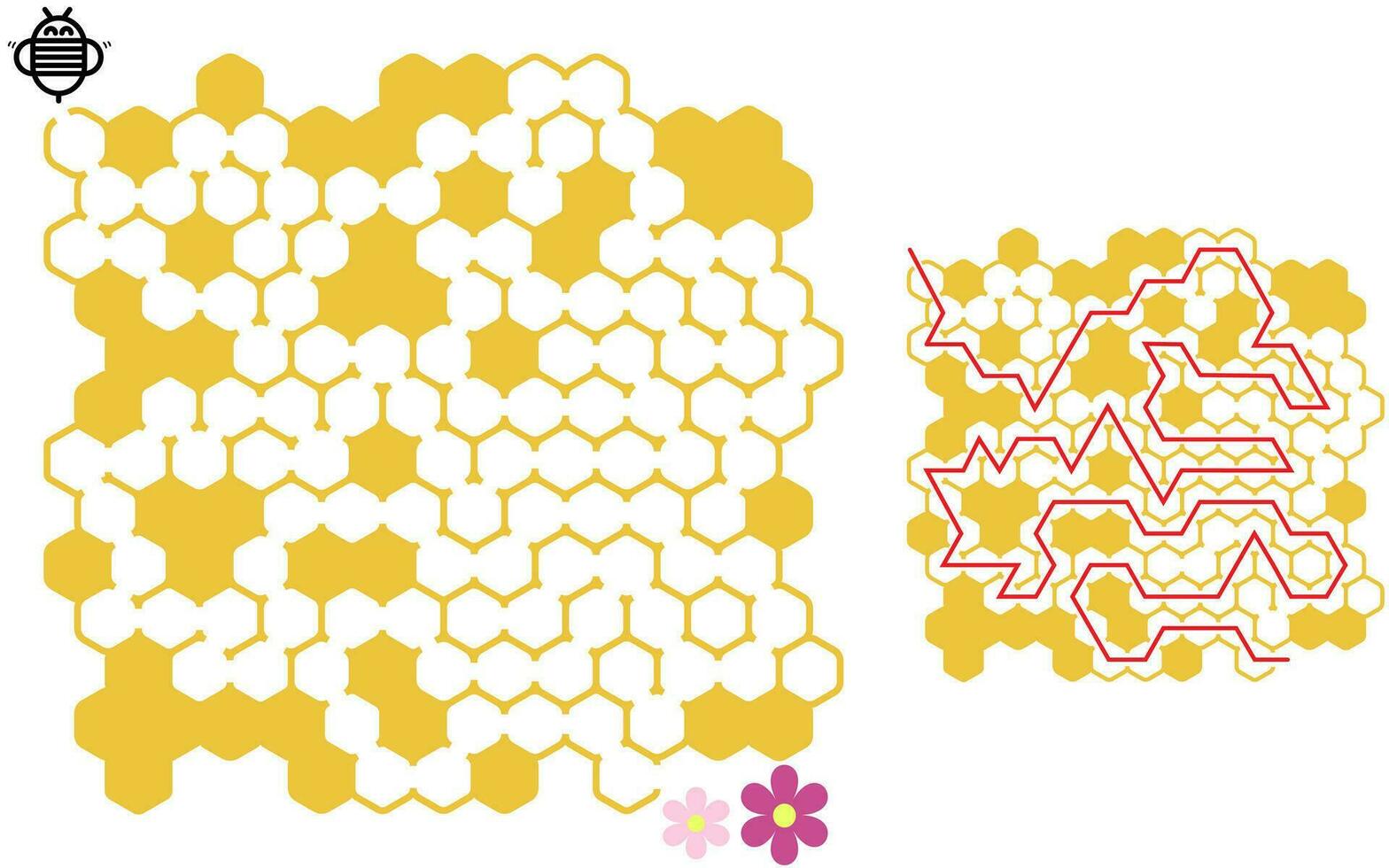 Honeycomb maze puzzle,labyrinth vector illustration for kids