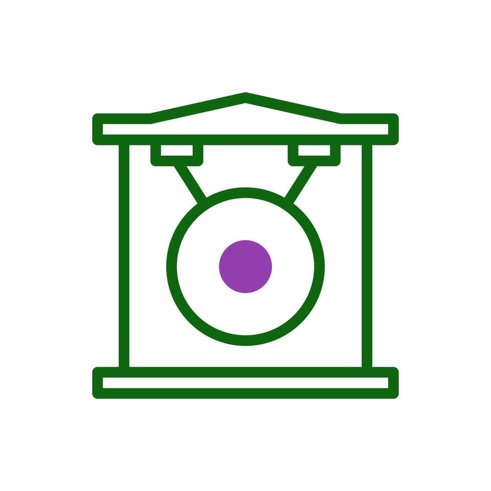 gong icono duotono verde púrpura color chino nuevo año símbolo Perfecto. vector