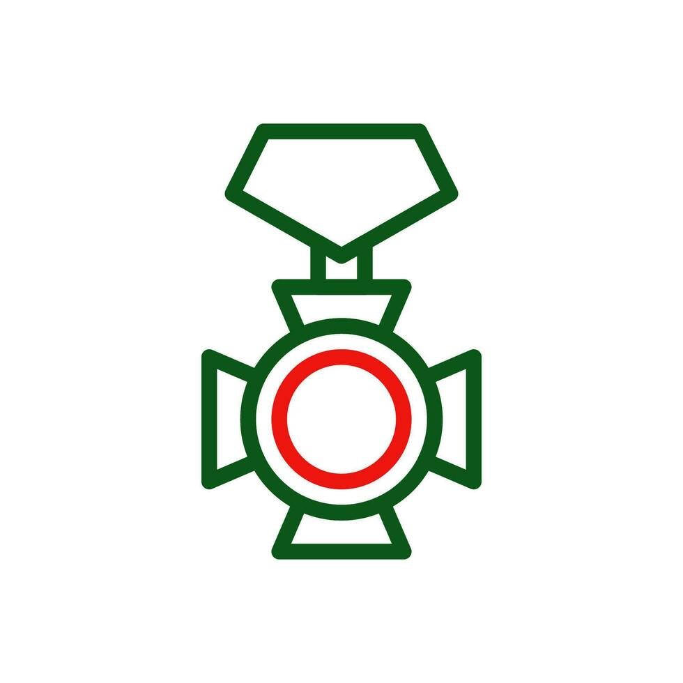 medalla icono duocolor verde rojo color militar símbolo Perfecto. vector