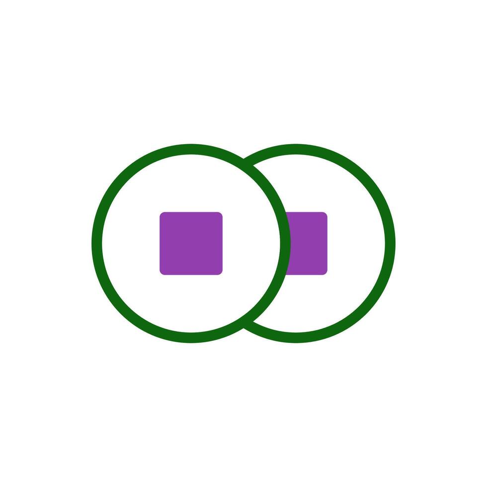 Coin icon duotone green purple colour chinese new year symbol perfect. vector