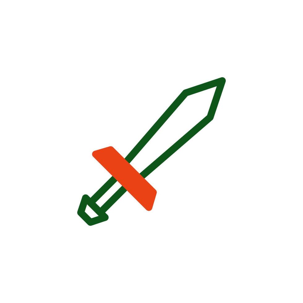 Sword icon duotone green orange colour military symbol perfect. vector
