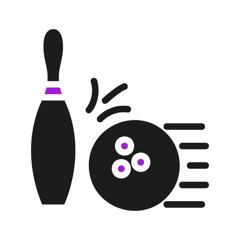 Bowling icon solid purple black sport symbol illustration. vector