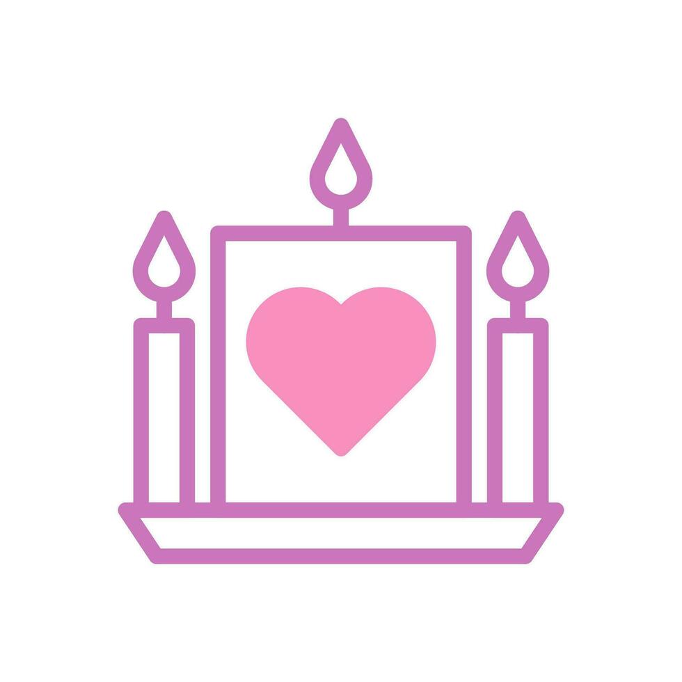 Candle love icon duotone purple pink style valentine illustration symbol perfect. vector