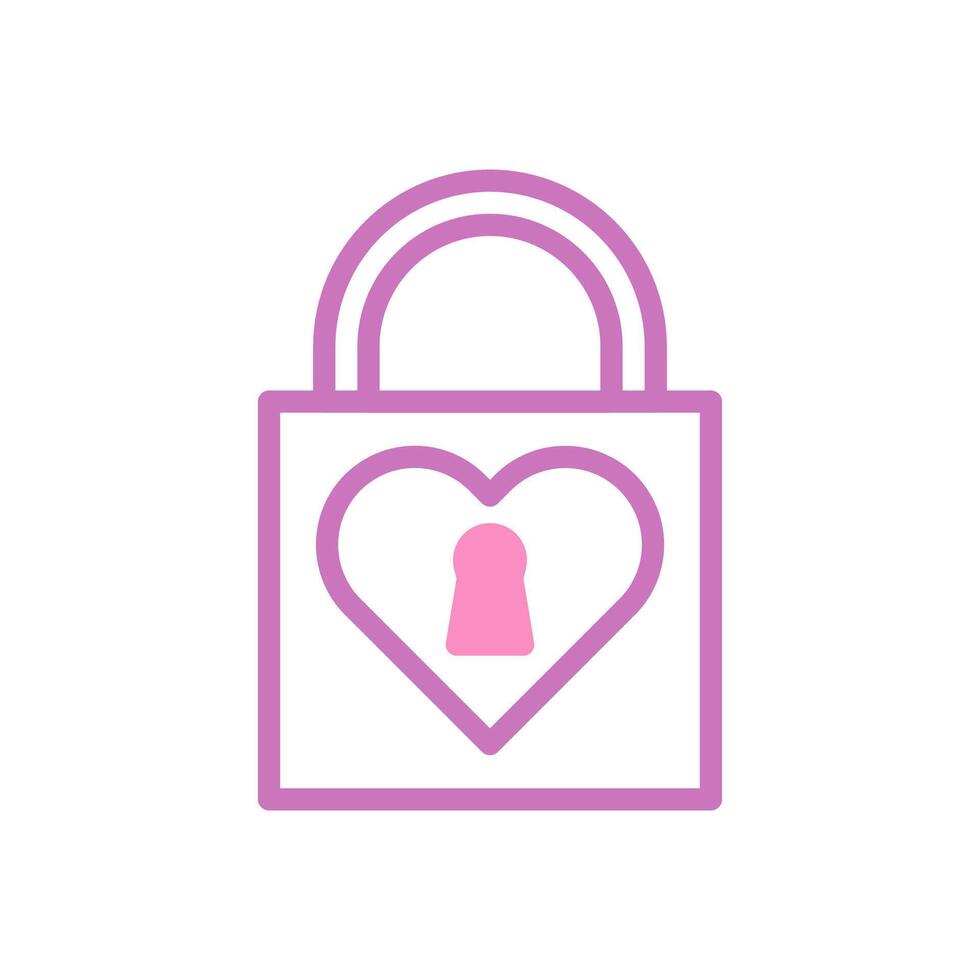 Padlock love icon duotone purple pink style valentine illustration symbol perfect. vector