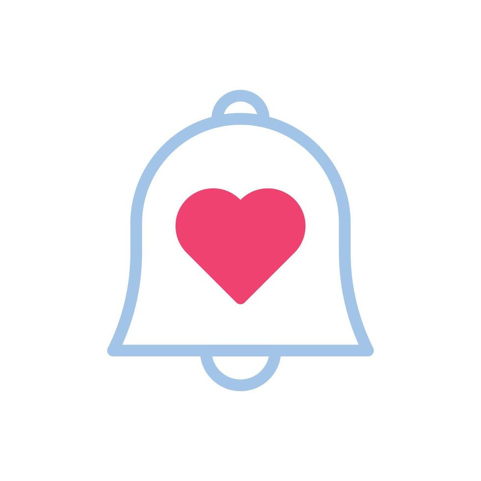 Bell love Icon duotone blue pink style valentine illustration symbol perfect. vector