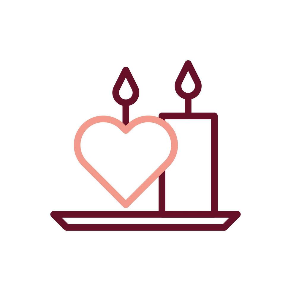Candle love icon duocolor brown beige style valentine illustration