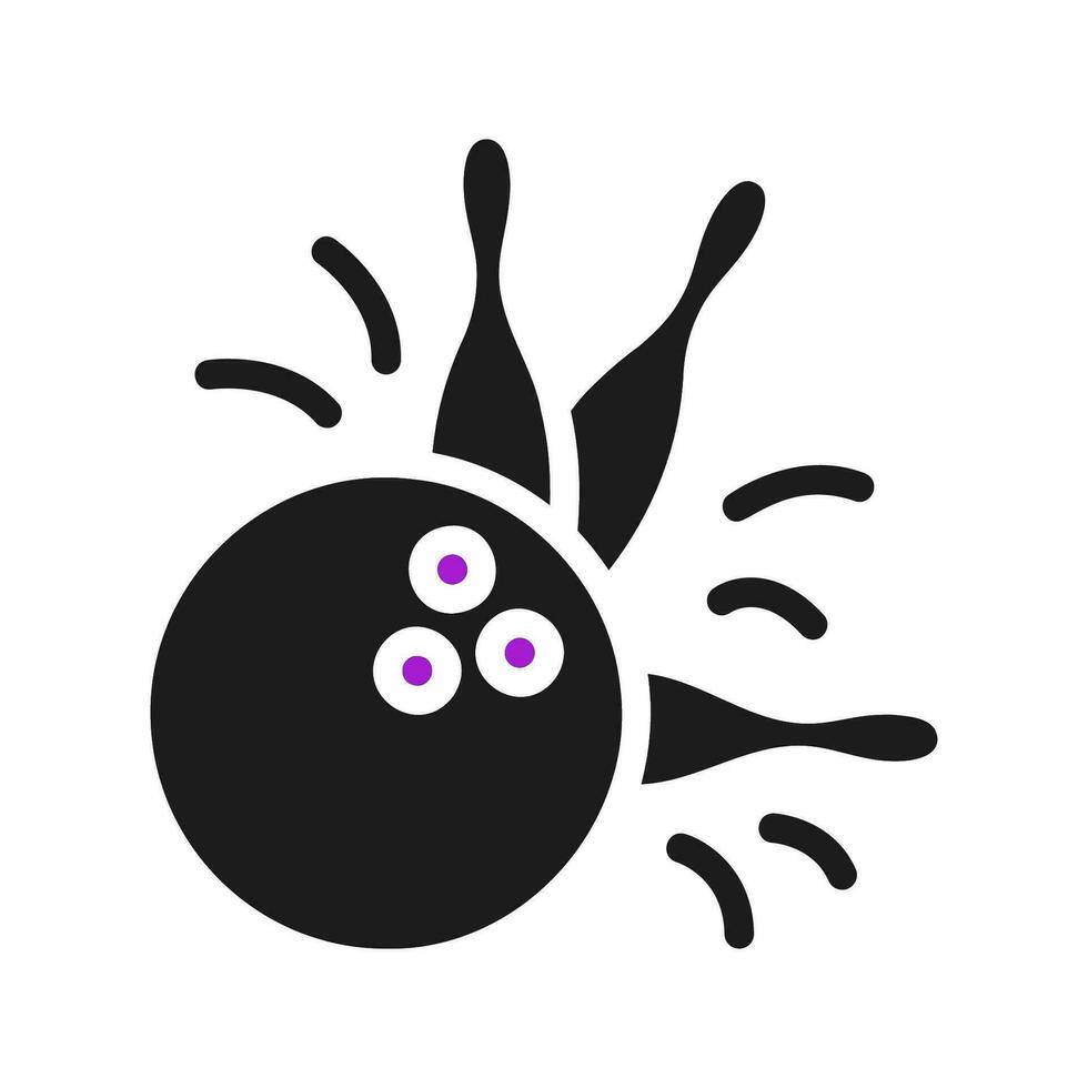 Bowling icon solid purple black sport symbol illustration. vector