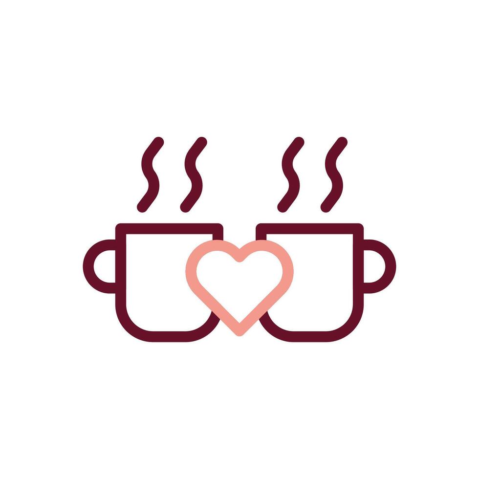 Cup love icon duocolor brown beige style valentine illustration symbol perfect. vector