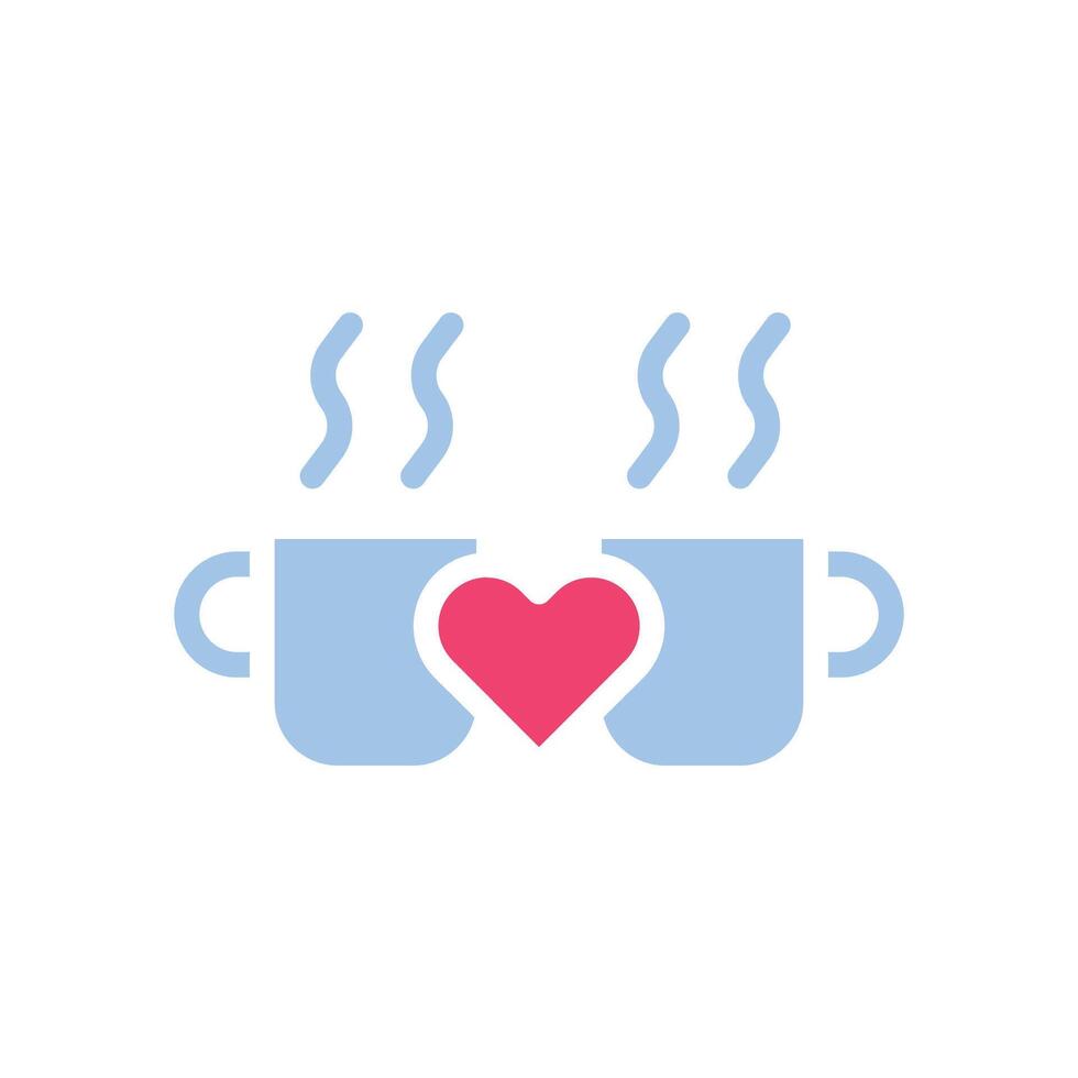 Cup love icon solid blue pink style valentine illustration symbol perfect. vector