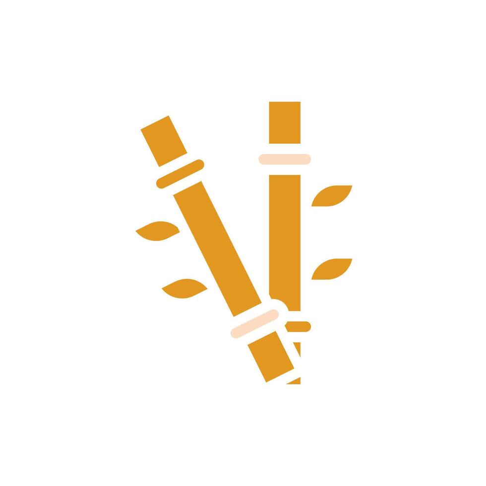 Bamboo icon solid orange yellow colour chinese new year symbol perfect. vector