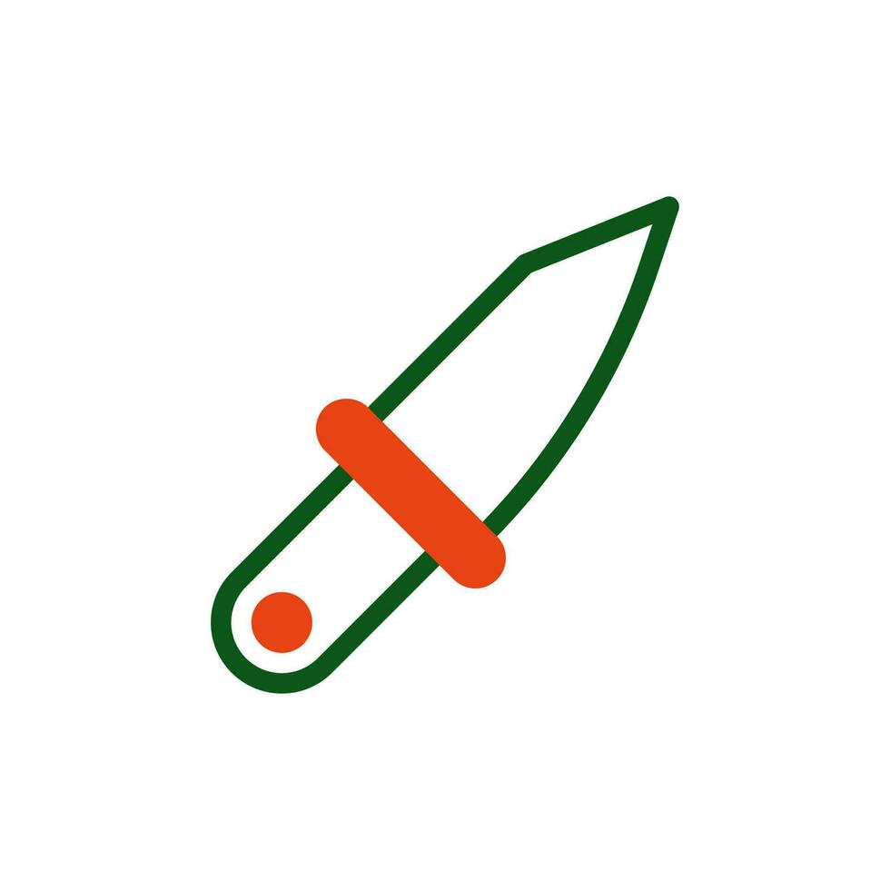 cuchillo icono duotono verde naranja color militar símbolo Perfecto. vector