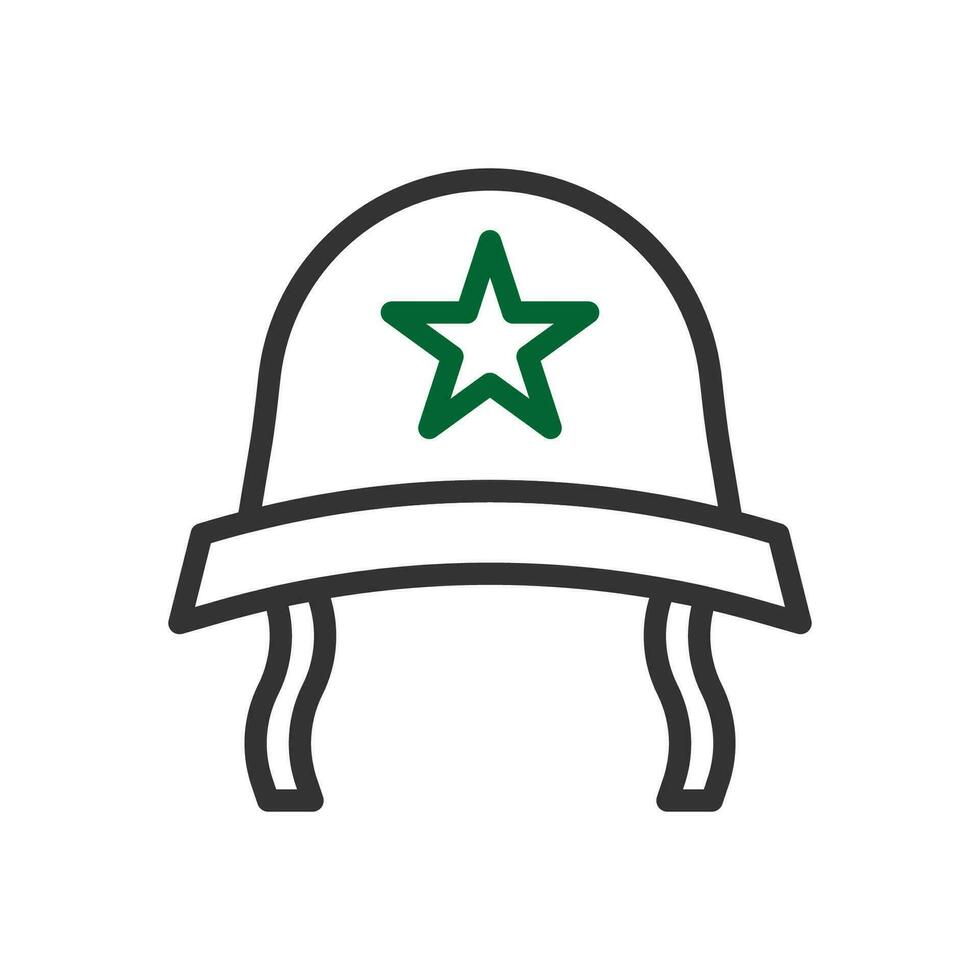 casco icono duocolor gris verde color militar símbolo Perfecto. vector