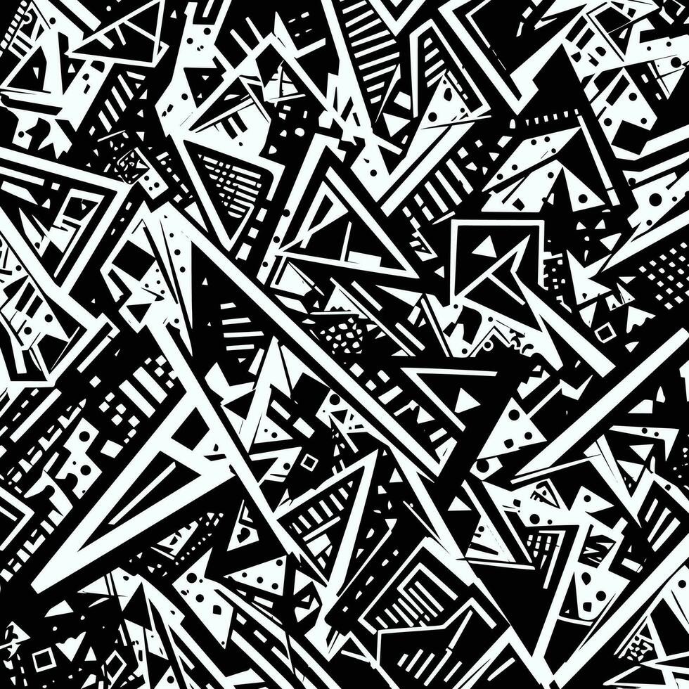 arrows in shape of triangles in black and white pattern, swirling vortexes, bold, cartoonish lines vector