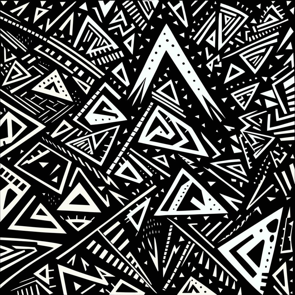 flechas en forma de triangulos en negro y blanco patrón, arremolinándose vórtices, atrevido, caricaturesco líneas vector