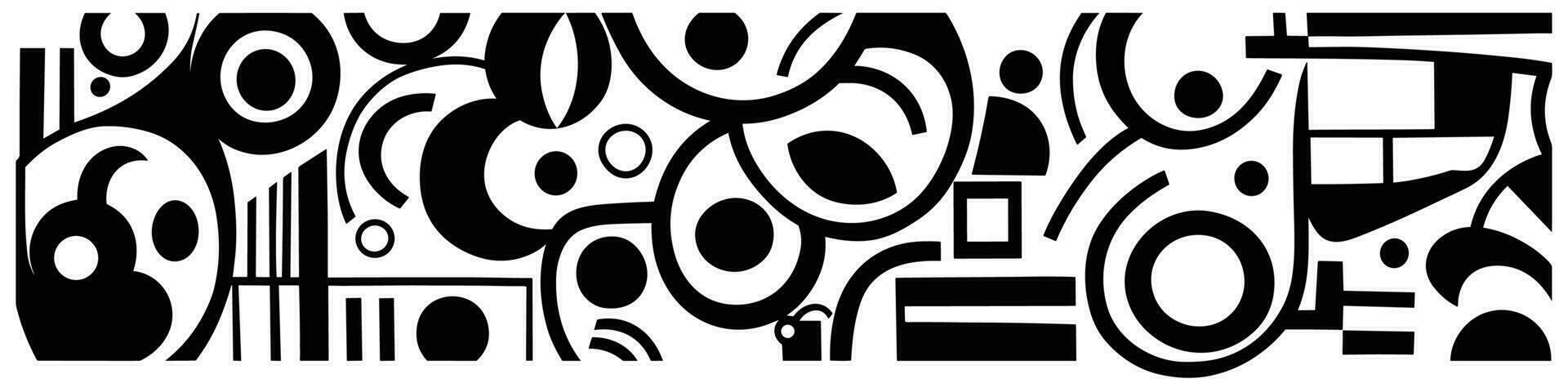 black and white circles, shapes and circles to create a wall pattern, in the style of bold lettering, animated gifs, elongated figures, found-object-centric, soft and rounded forms, webcam vector