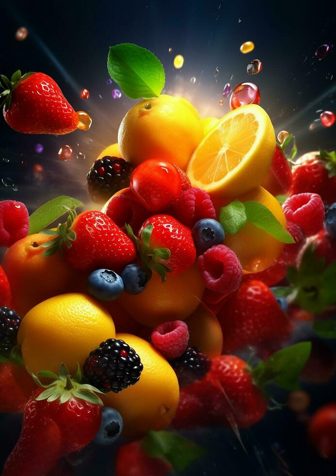 Foods realistic wallpaper photo free download, Ai Generative