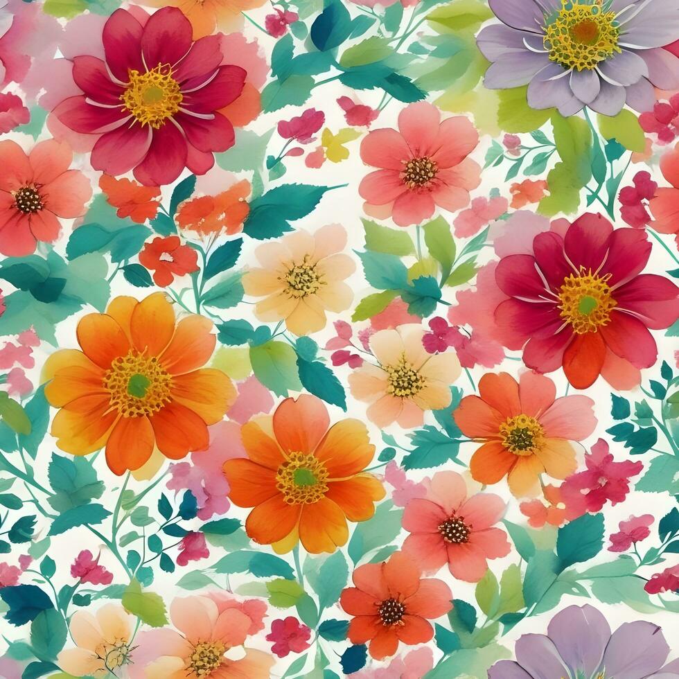 Colorful flower pattern ai generate photo