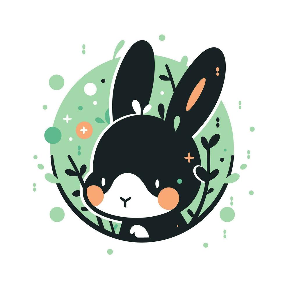 Rabbit Logo Design, Buuny Character in Flat Style, Rabbit Vector Illustration for Merchandise Clothing