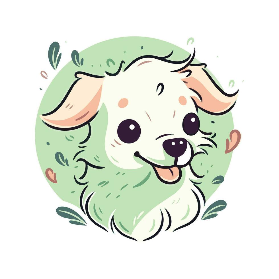 contento linda perro retrato aislado en blanco fondo, perrito garabatear caracteres ilustración en plano estilo, gracioso perro logo vector diseño