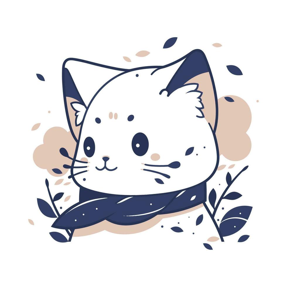 contento linda gato retrato aislado en blanco fondo, gatito personaje ilustración en plano estilo, gracioso perro logo diseño vector