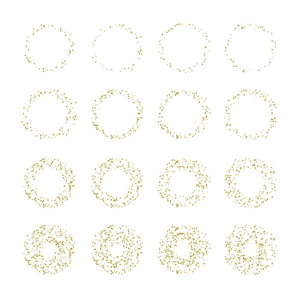 Gold abstract dots circle frame art decoration vector illustration.