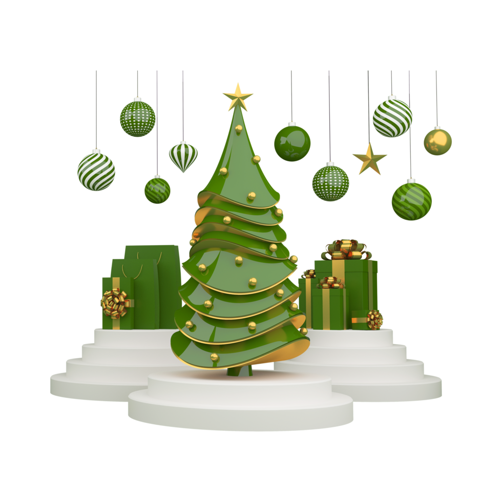 Joyful Christmas Tree Illustration,        Generative AI png