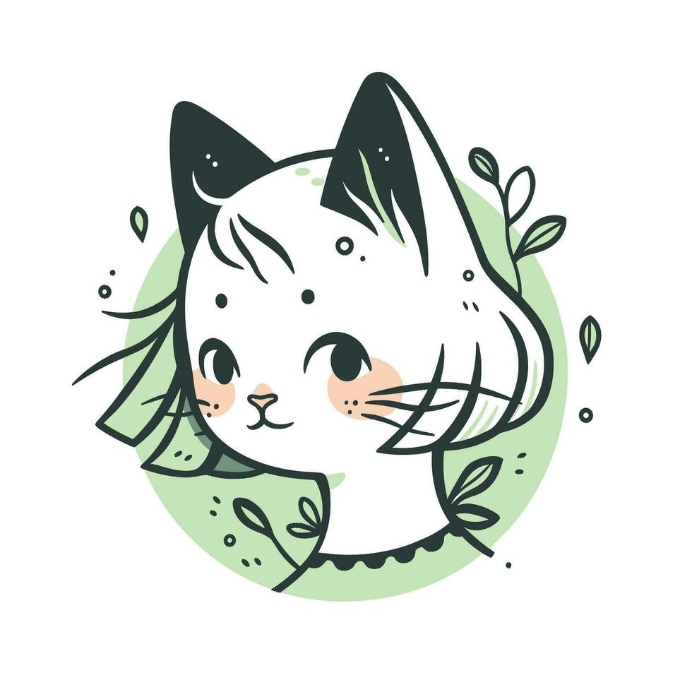 contento linda gato retrato aislado en blanco fondo, gatito personaje ilustración en plano estilo, gracioso perro logo diseño vector