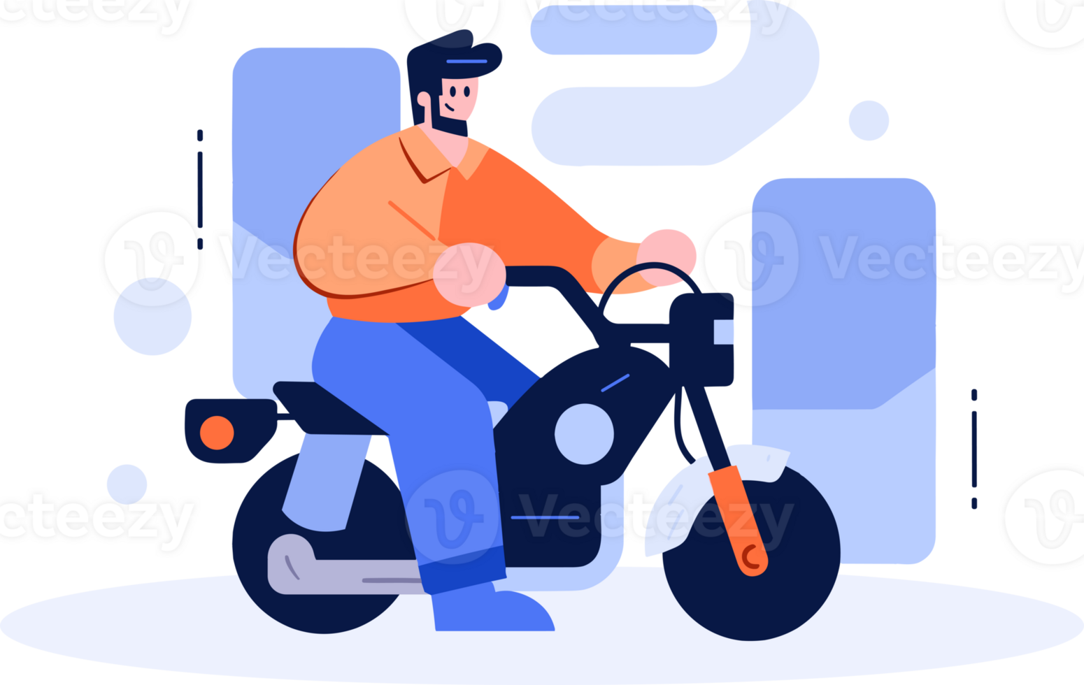 mão desenhado motociclista é equitação motocicleta com Diversão dentro plano estilo png