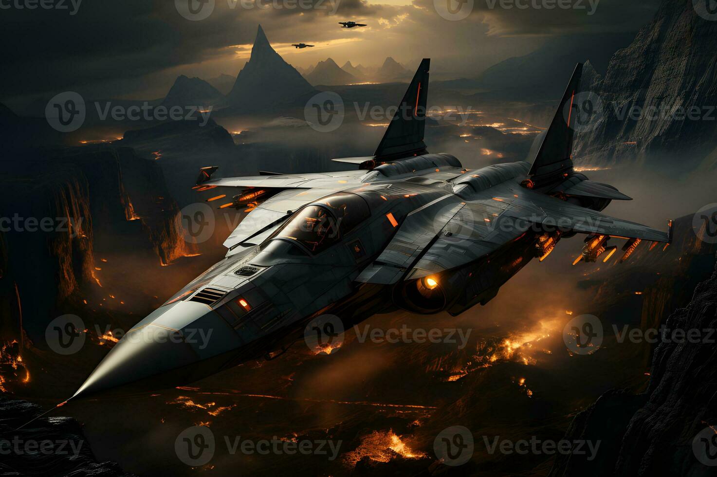 A fleet of spaceship fighter jets photo