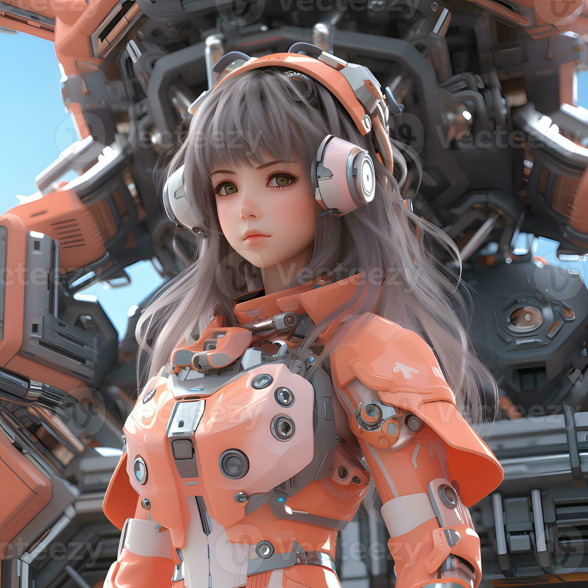 Premium Photo  3d render of mecha robot anime girl