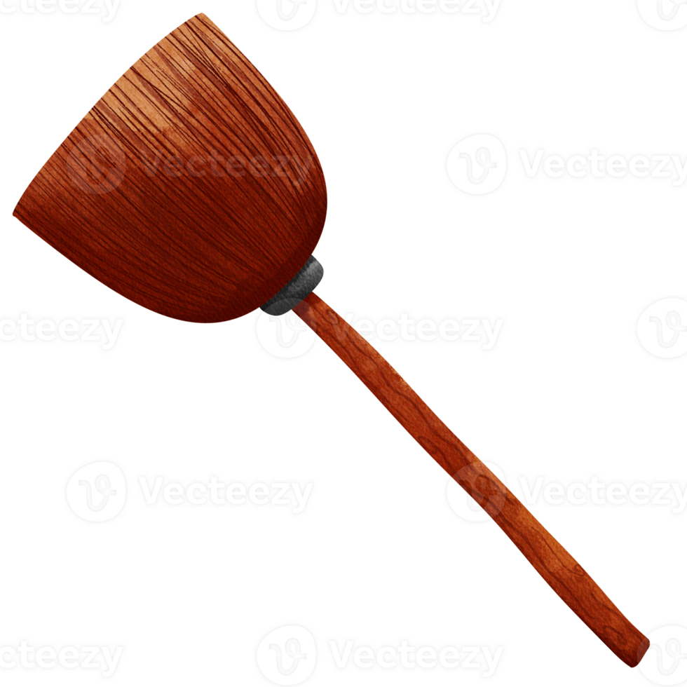 wooden broom with a long handle on a transparent background png