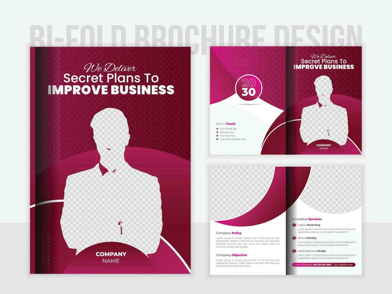 Corporate Business Brochure Design, Brochure Template, Multipurpose template with cover, back and inside pages. Trendy minimalist design vector