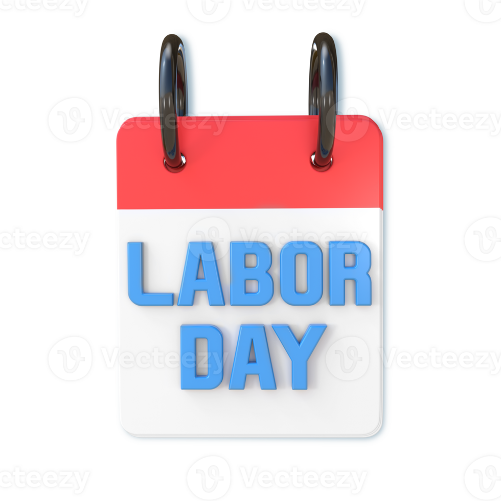 3D Rendering Calendar With Labor Day png