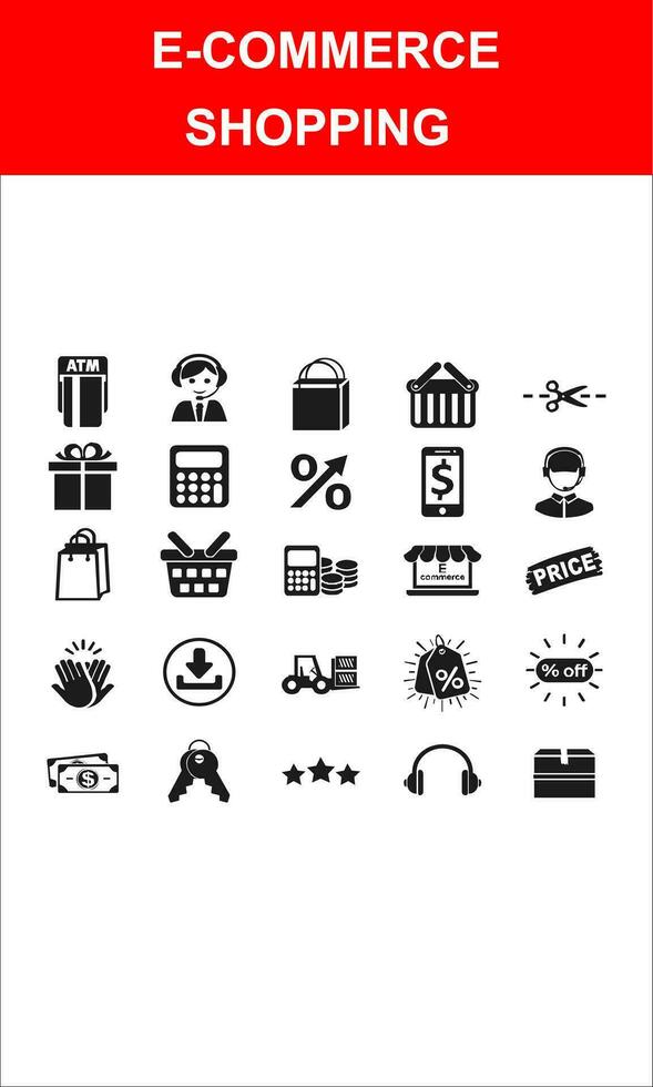 Set simple E-Commerce shopping related icons. With an outline style. Contains stores, flash sales, ATMs and others. With the purpose of ui, web, application or software and many others vector