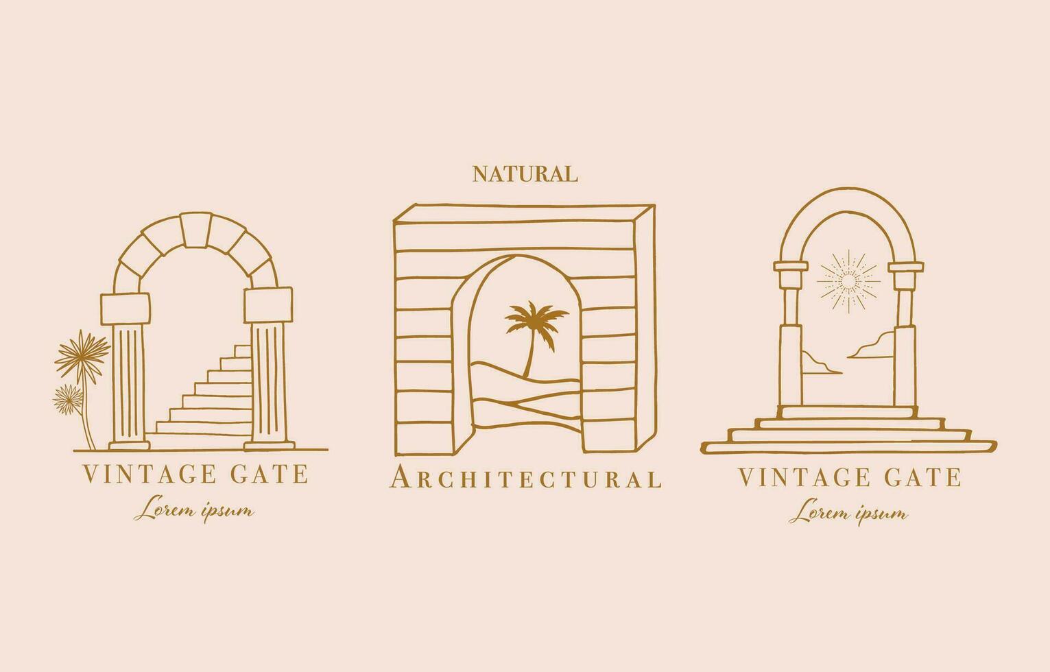 Collection of line design with sun,window,building.Editable vector illustration for social media,icon