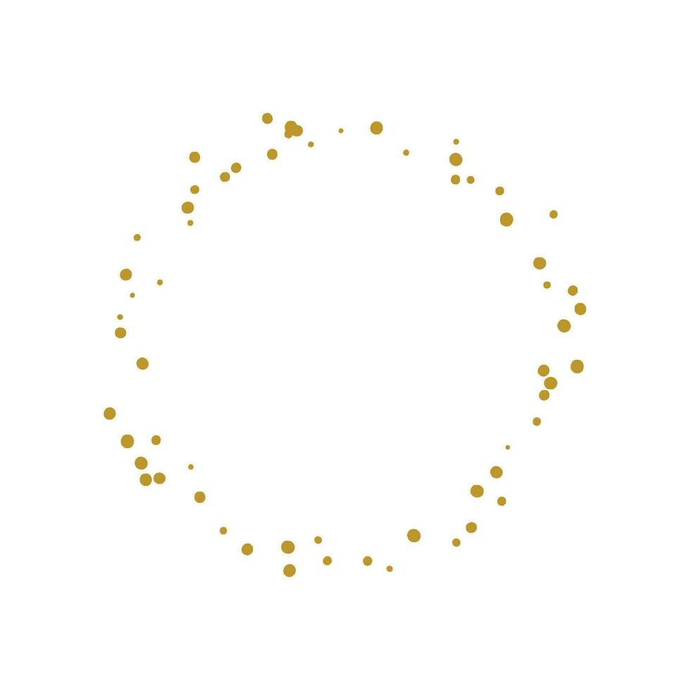 Gold abstract dots circle frame art decoration vector illustration.
