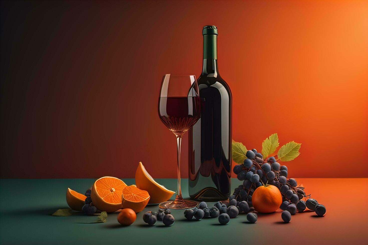 Glass of red wine on black background. ai generative photo