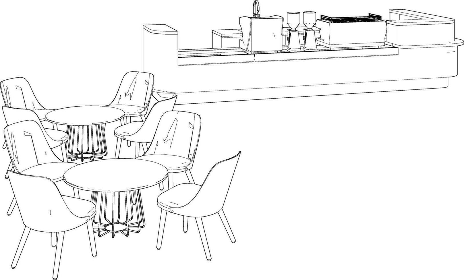 3D illustration of coffee shop vector
