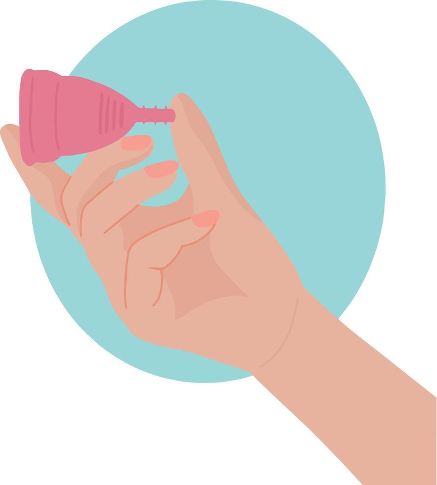 Hand holding menstrual cup for woman vector illustration