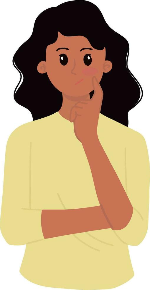 Pretty girl woman showing gesture thinking about something illustration vector