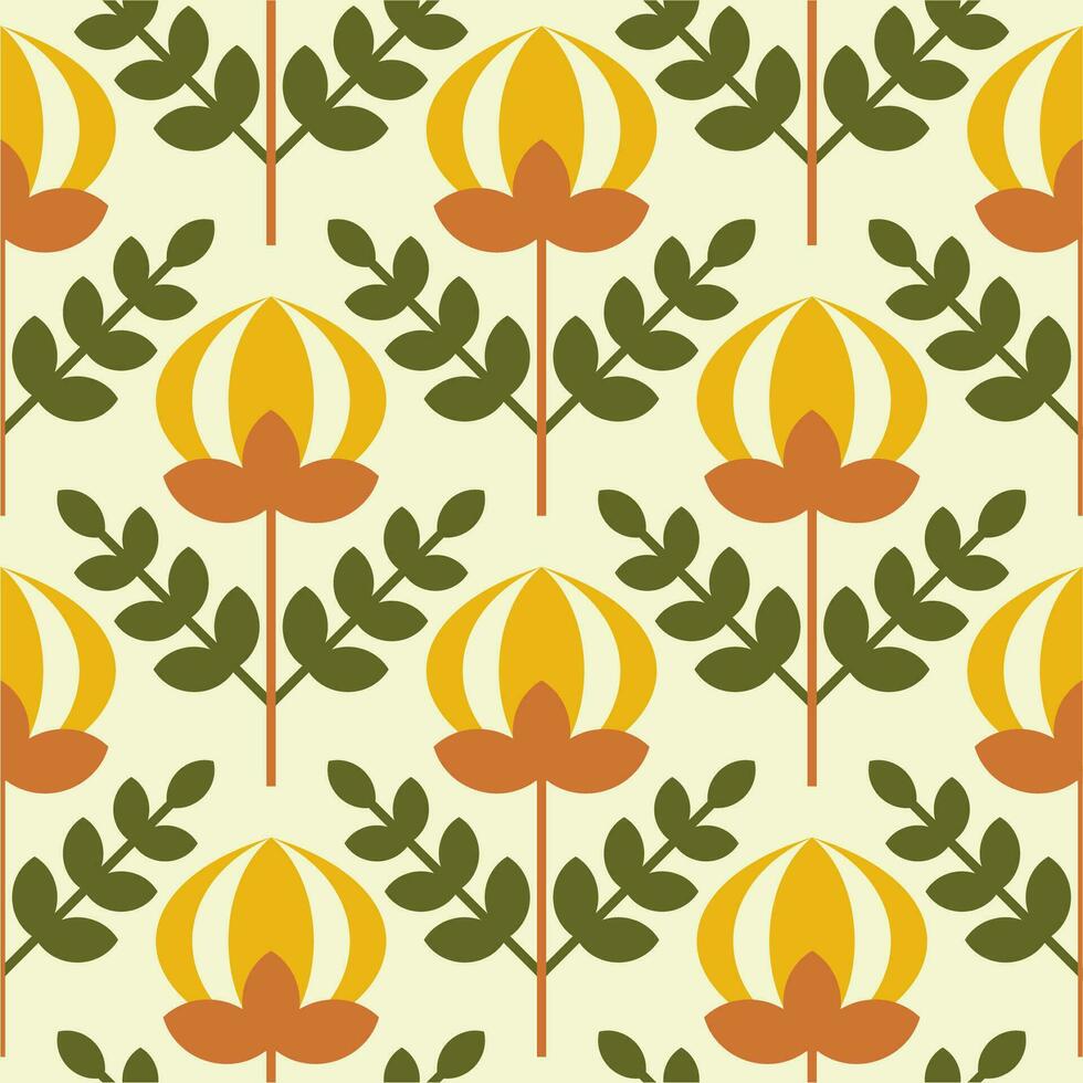 Seamless Textile Fabric Flower Damask Pattern Wallpaper Background vector