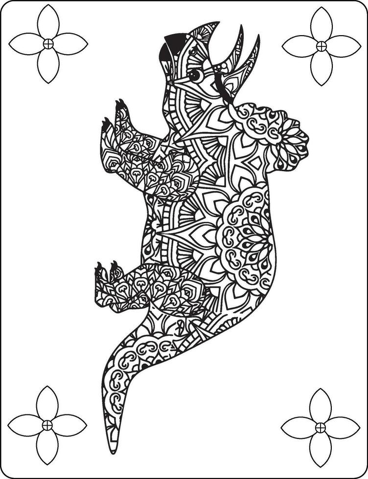 Dinosaur Mandala Coloring Pages for adult vector