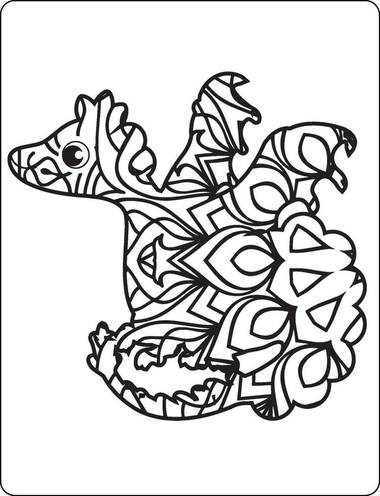Dragon Mandala Coloring Pages for Adult vector