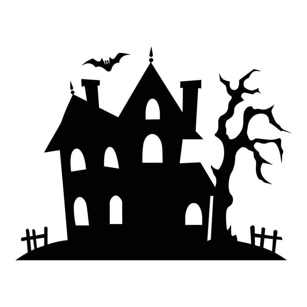 Silhouette of a Haunted Victorian House vector