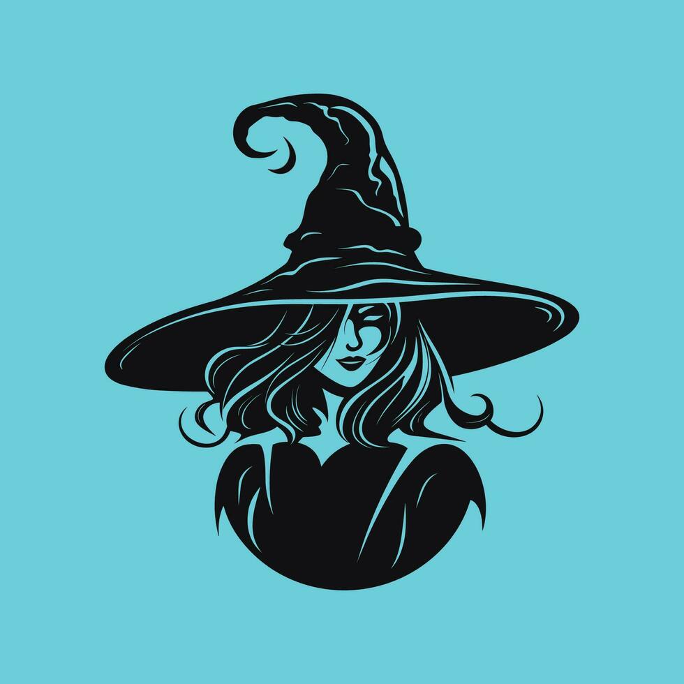 Profile View of a Witch Silhouette vector