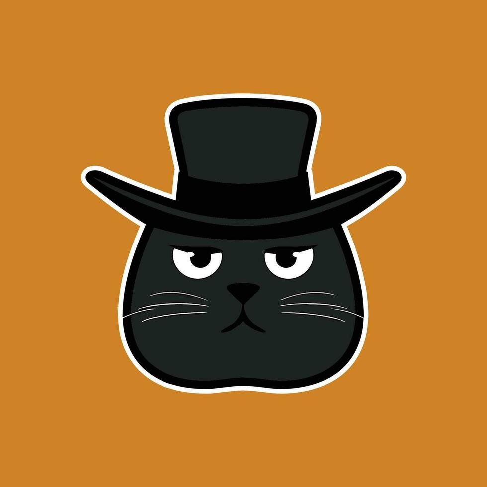 Víspera de Todos los Santos Sueños, brujo gato con negro sombrero vector