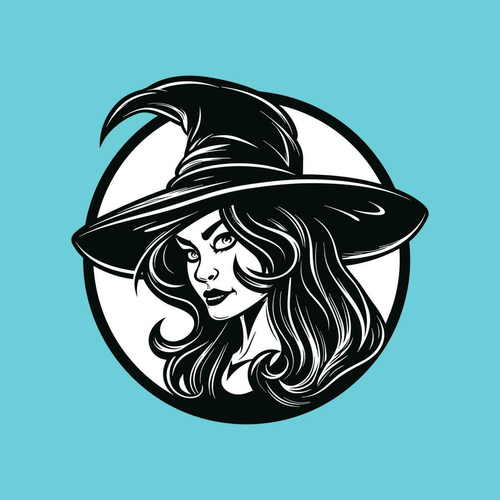 Haunting Head of a Witch Silhouette vector