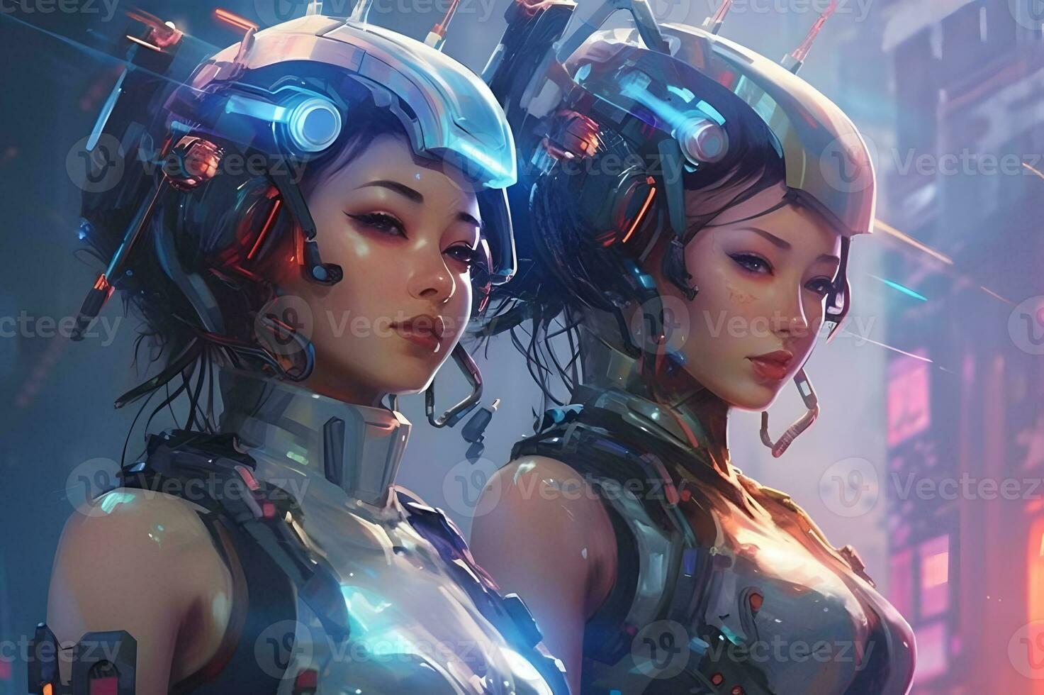 3d render of Mecha robot anime girl photo